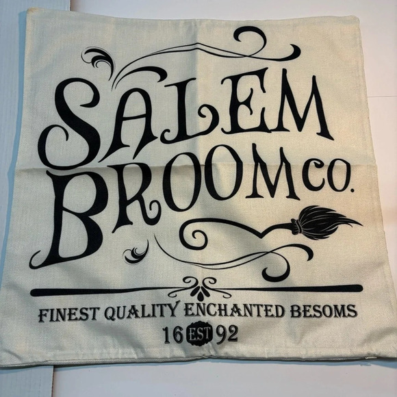Other - NEW 23”x23” pillow cover Halloween Salem Broom Co